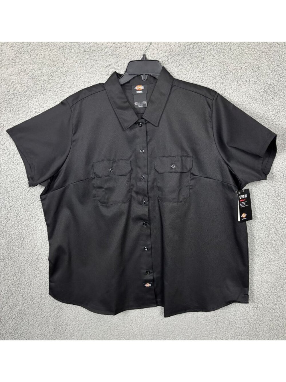 Dickies Women's Black 574 Work Shirt 3X Plus Size Short Sleeve Original Fit NWTs